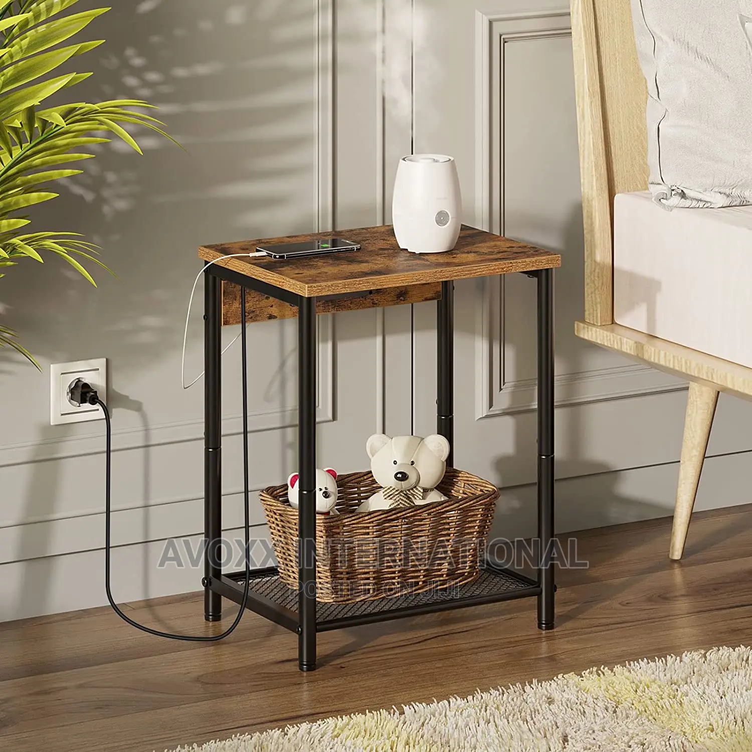 Seventable End Table With Charging Station USB Ports
