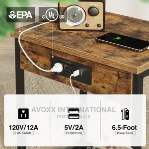Seventable End Table With Charging Station USB Ports
