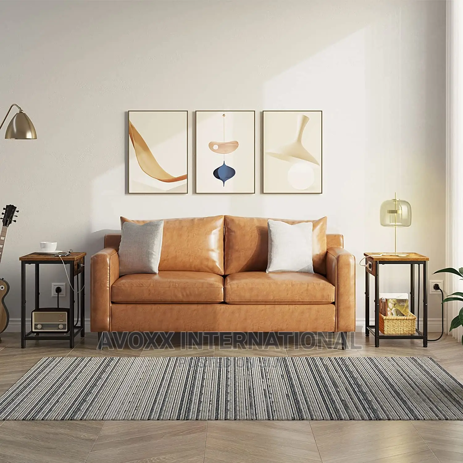 Seventable End Table With Charging Station USB Ports