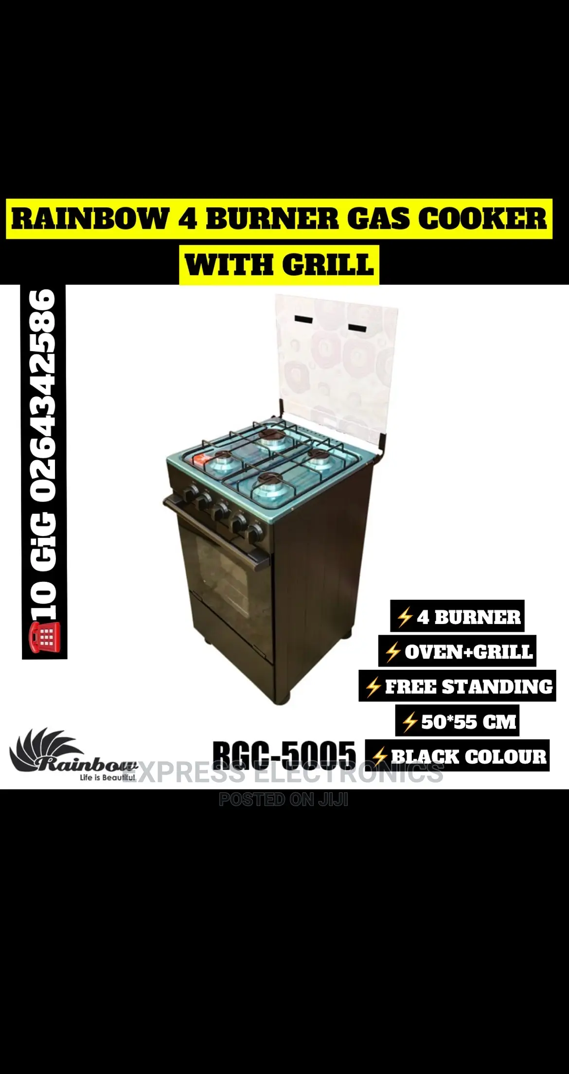 4burner Rainbow Gas Cooker [Rgc-5005]