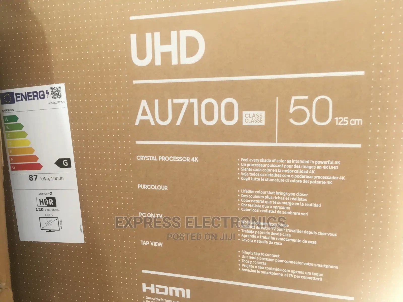 50”AU7100 Wireless Wi-Fi Bluetooth UHD HDR Smart Tv