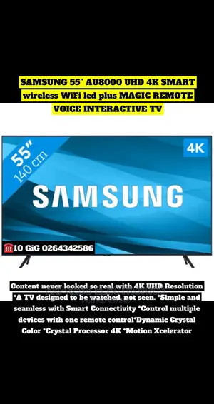 Samsung 55” Wireless Wi-Fi LED AU8000 UHD Smart Tv