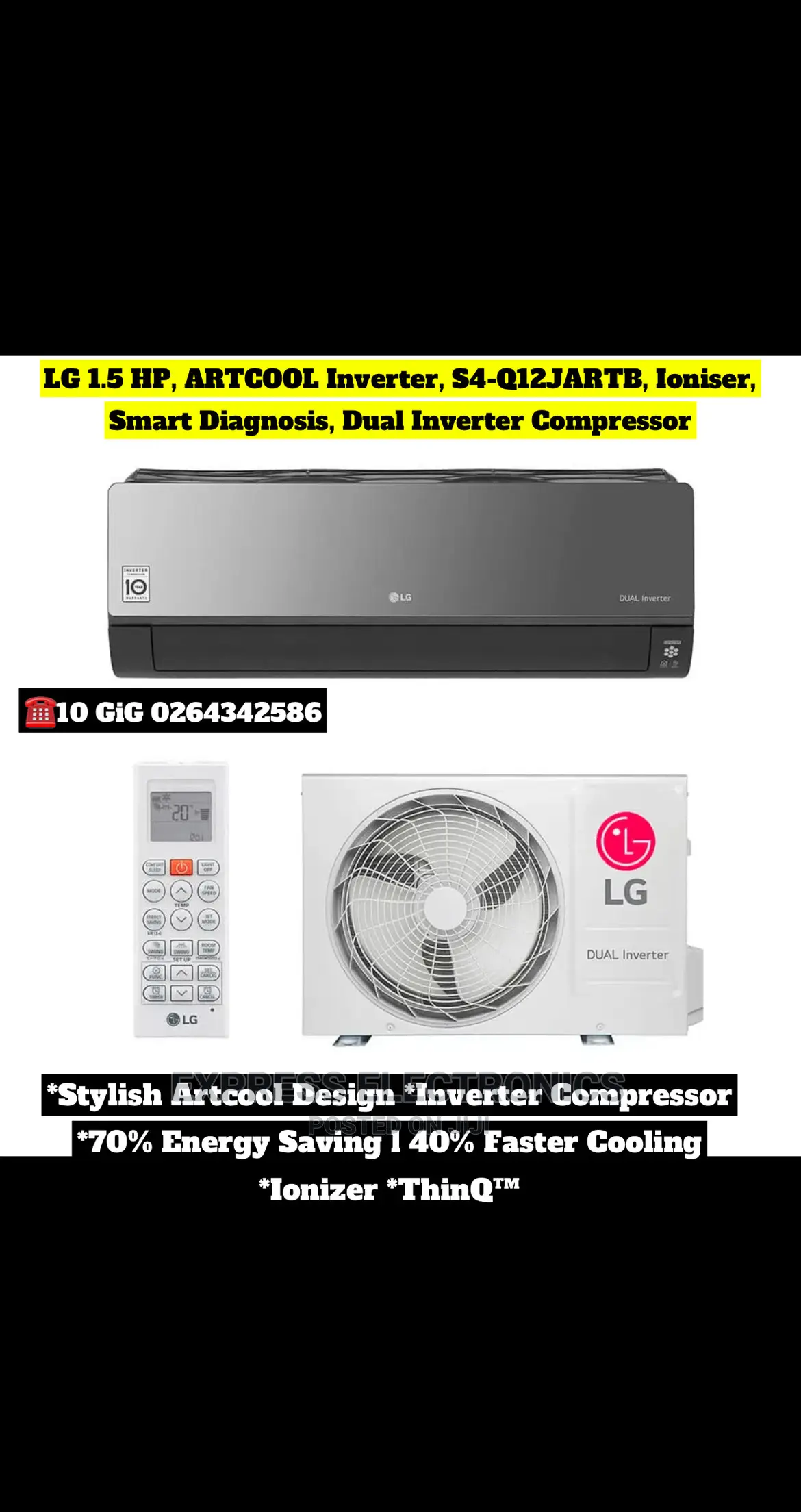 Best LG Artcool Inverter AC 1.5hp (S4-Q12JARTB)Split System