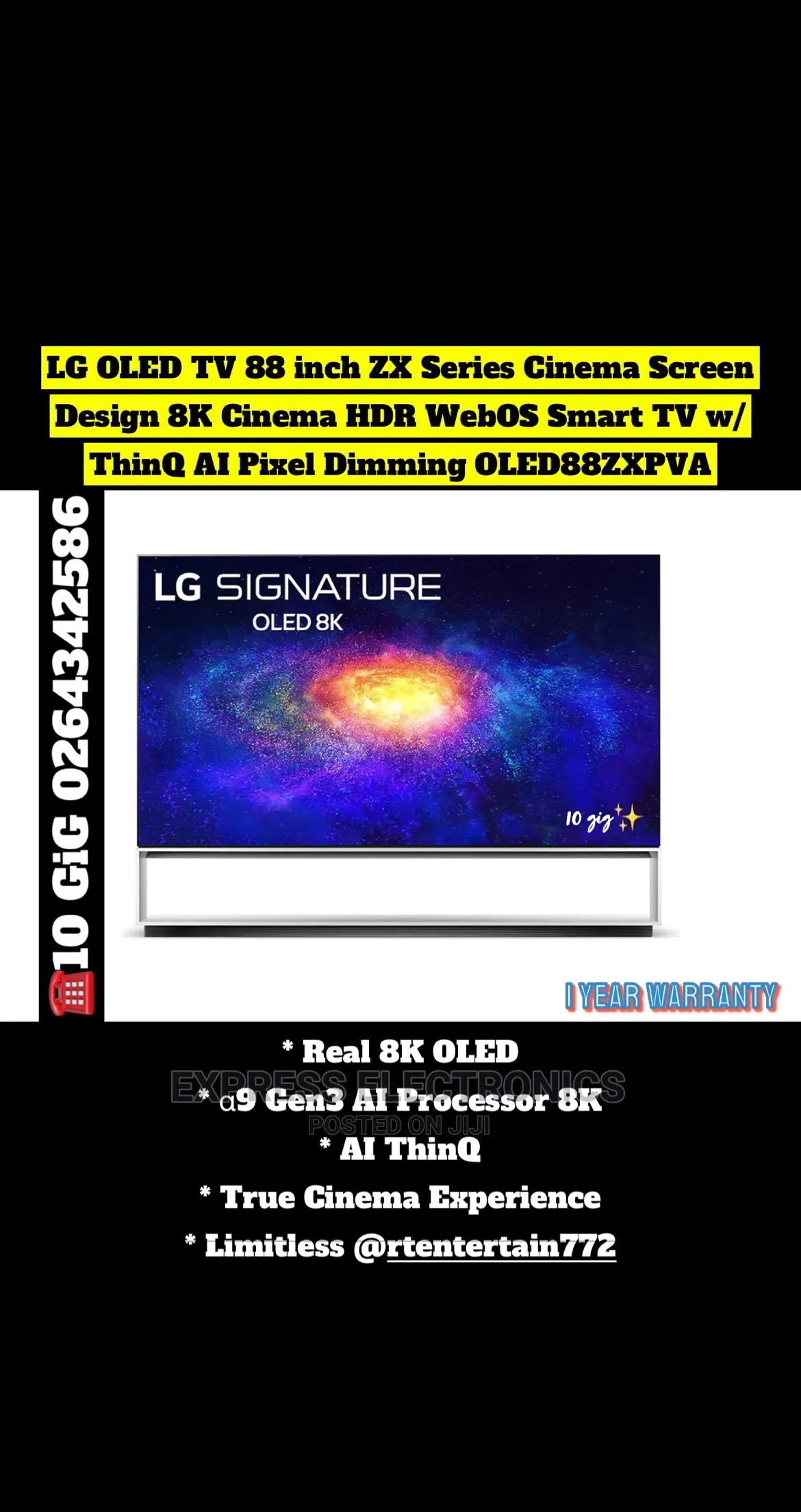 LG Signature Z2pua 88" Hdr Smart Oled TV Oled88zxpva