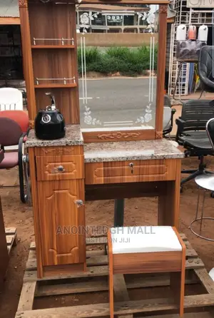 Dressing Mirror With Table and Stool Wooden Cedar