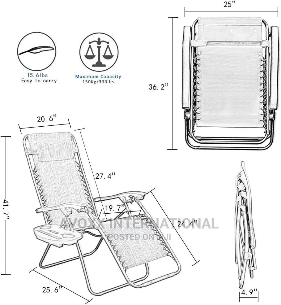WEGO Gravity Chair, Lawn Chair Folding Recliner Lounge Chair