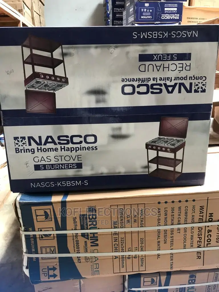 Nasco NASGS-K5BSM-S 5 Burner Gas Stove With 2 Shelve Stands