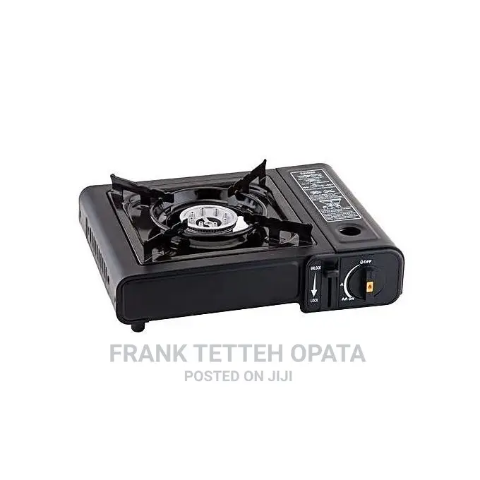 Portable Gas Burner + 2 Gas Refill Cans-Black