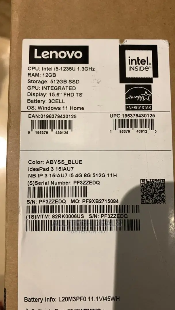 New Laptop Lenovo Ideapad 3 12GB Intel Core I5 SSD 512GB