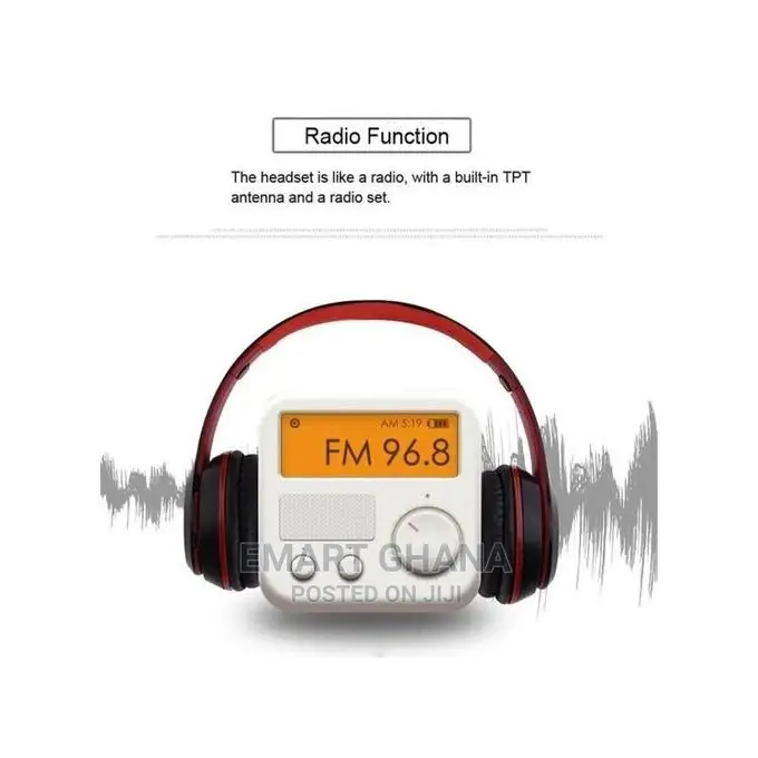 47 Folding Wireless Bluetooth Headphone - Grey/Red