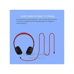47 Folding Wireless Bluetooth Headphone - Grey/Red