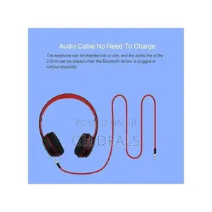 47 Folding Wireless Bluetooth Headphone - Grey/Red