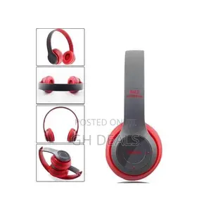 47 Folding Wireless Bluetooth Headphone - Grey/Red