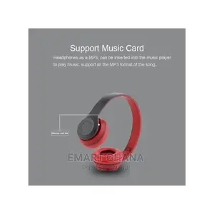 47 Folding Wireless Bluetooth Headphone - Grey/Red