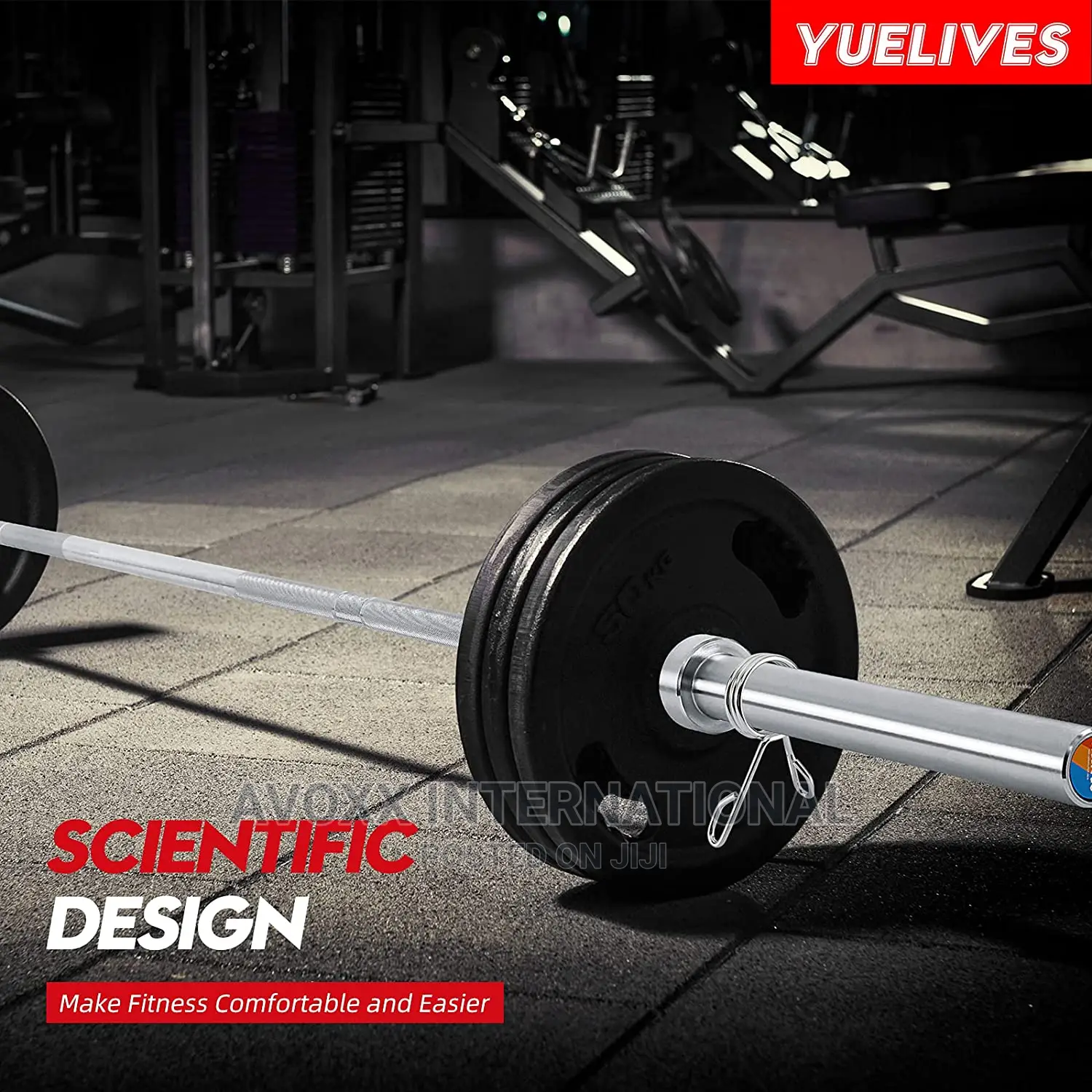 YUELIVES Olympic Bar 7ft Solid Barbell 750lb/1000lb Capacity