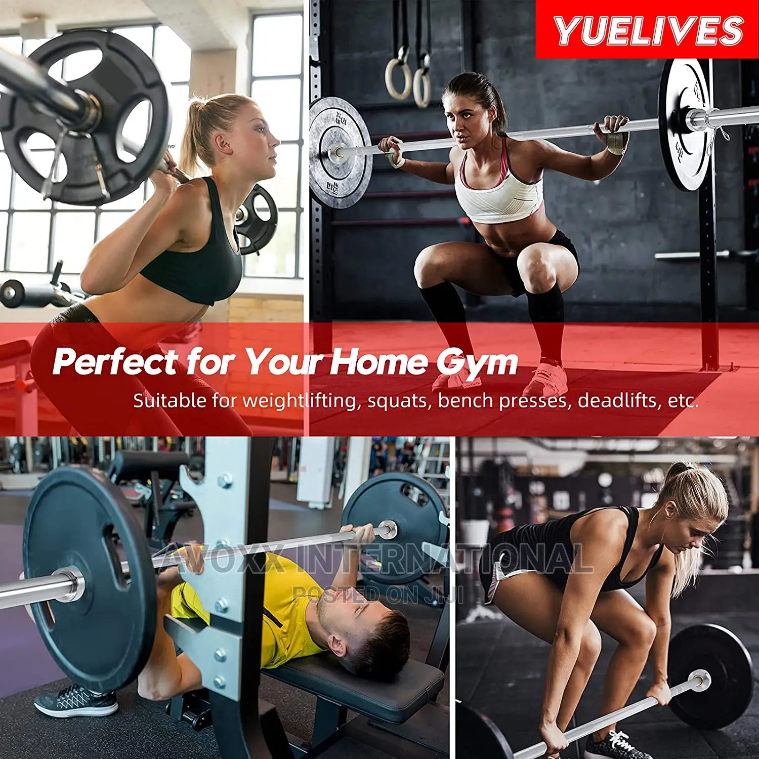 YUELIVES Olympic Bar 7ft Solid Barbell 750lb/1000lb Capacity