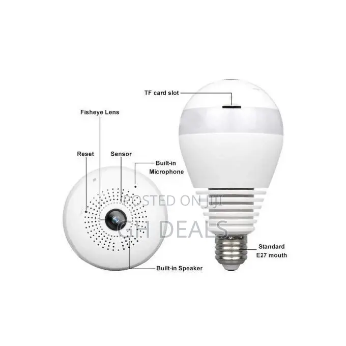 Hd 1080p Smart 360 Degree Security CCTV Light Bulb - White