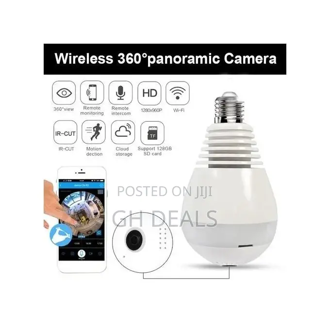 Hd 1080p Smart 360 Degree Security CCTV Light Bulb - White