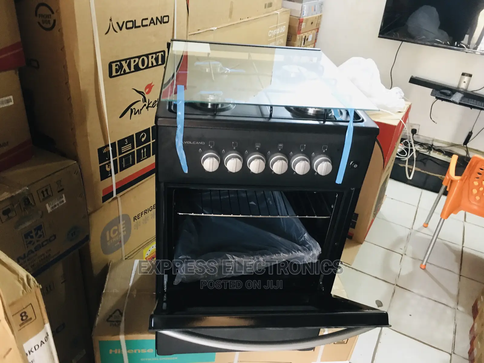 New Stainless Steel Volcano 4 Burner Gas Cooker+Kettle
