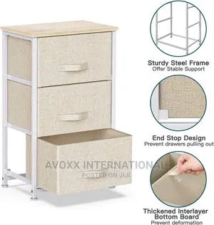 Pipishell 3 Drawer Fabric Dresser Storage Tower