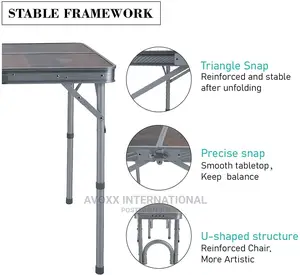 ALPHA CAMP 3-Piece Folding Camping Table With Bench Set-Gray