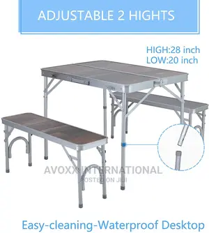ALPHA CAMP 3-Piece Folding Camping Table With Bench Set-Gray