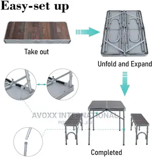 ALPHA CAMP 3-Piece Folding Camping Table With Bench Set-Gray