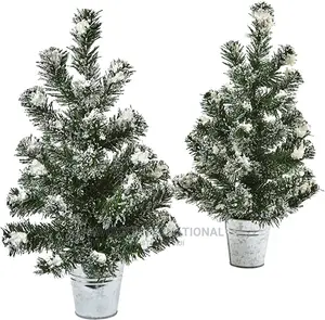 2 Pack 3’ Lighted Flocked Virginia Pine Trees