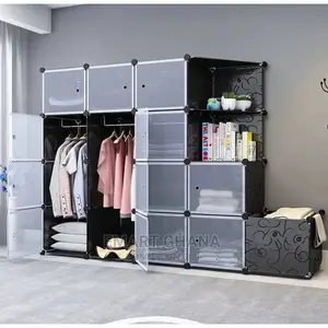 14 Cubes Wardrobe + 2 Corners + 1 Laundry Bucket - Black
