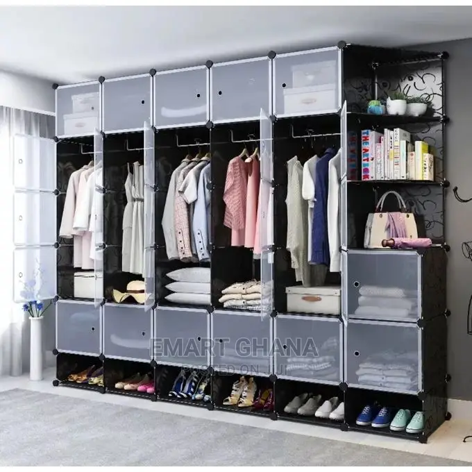 27 Cubes Wardrobe + 6 Shoe Rack + 3 Corners - Black/White