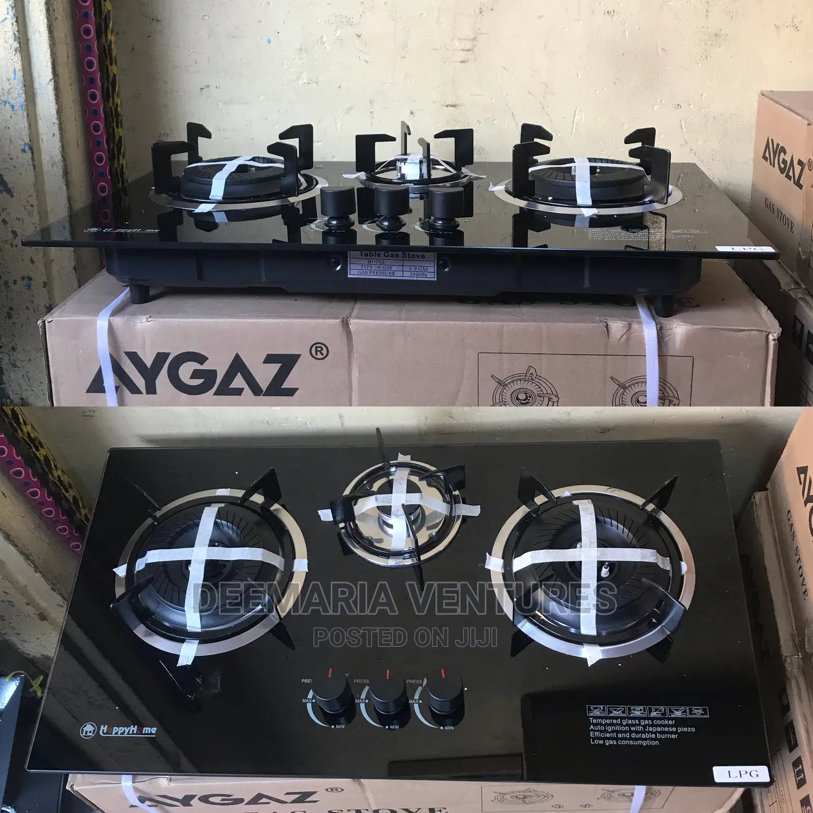 Happyhome Built in 3 Burner Auto Ignition Glass Top Gas Hob