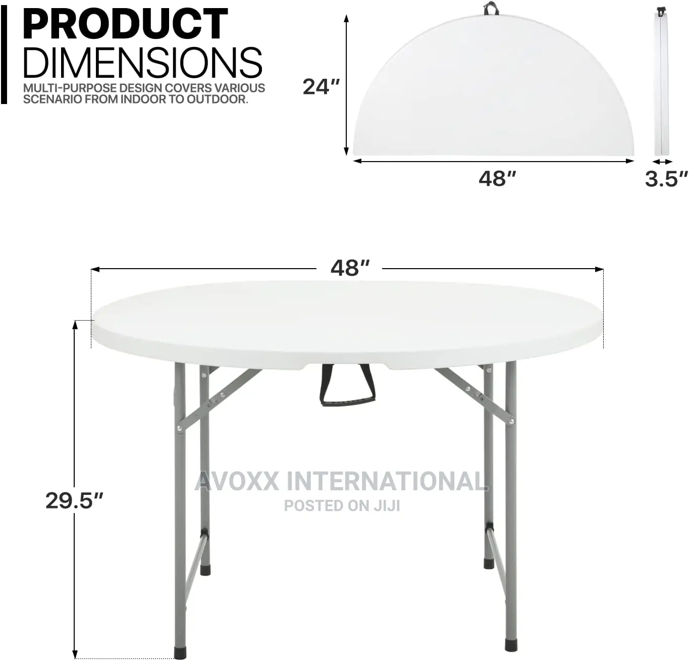 30122 4ft Round Folding Table for Indoor and Outdoor Use