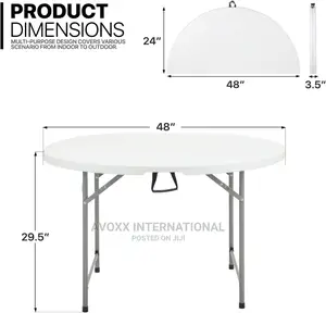 30122 4ft Round Folding Table for Indoor and Outdoor Use