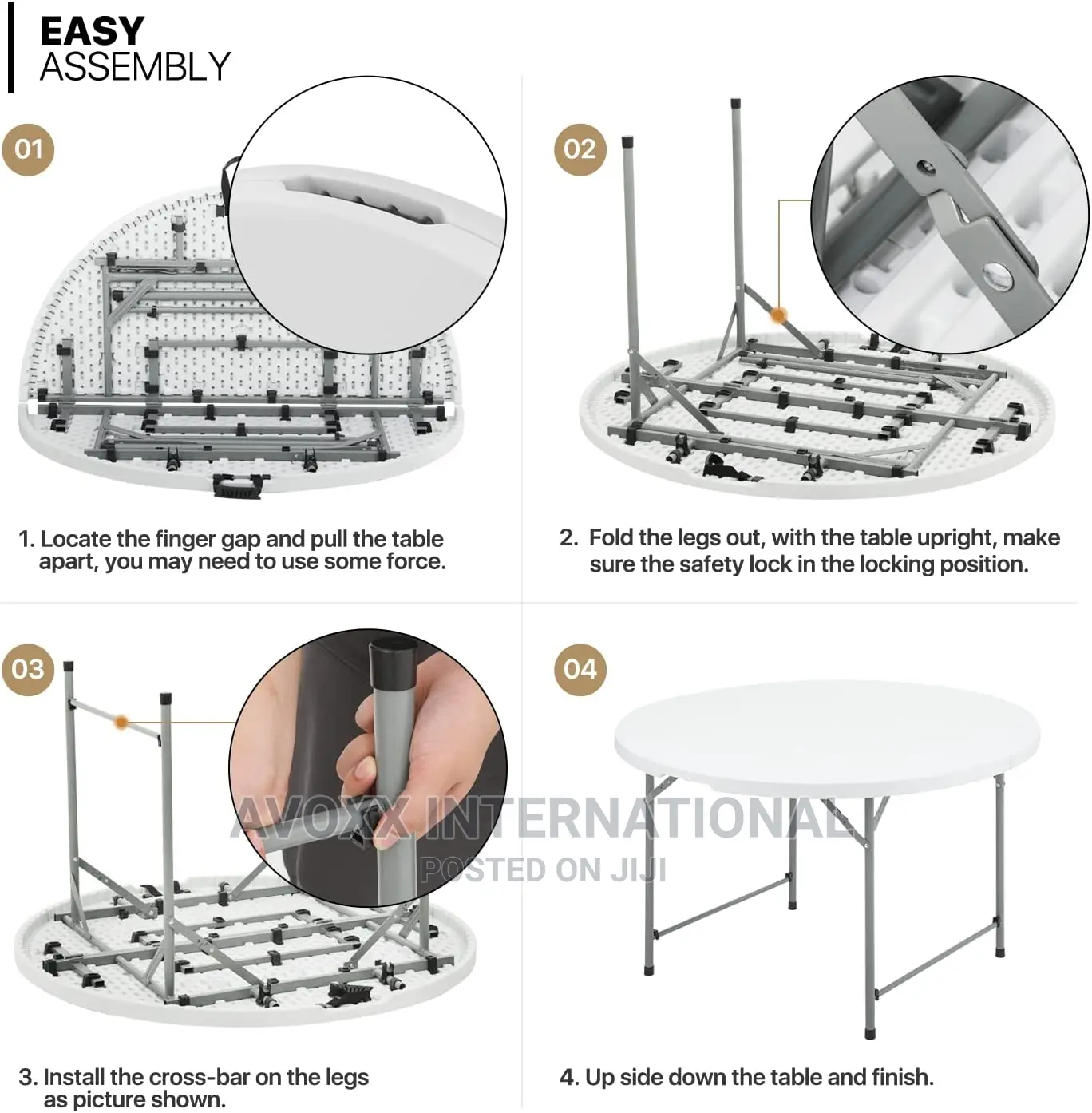 30122 4ft Round Folding Table for Indoor and Outdoor Use