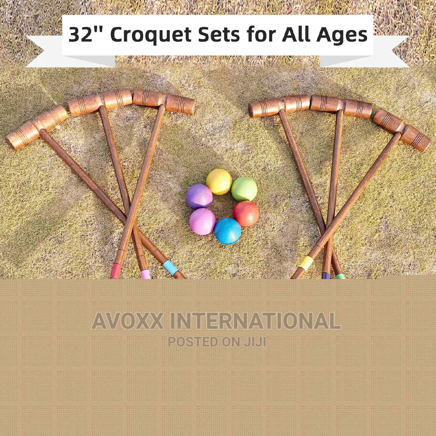 Pointyard 32inchs Six Player Croquet Set, Regulation