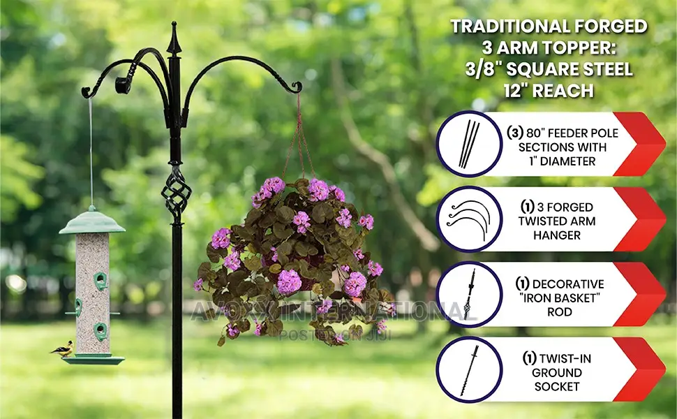 Erva Super Tall Trio Bird Feeder Decorative Pole System