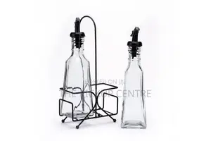 Living Space Oil Vinegar Bottle Set With Caddy 295ml