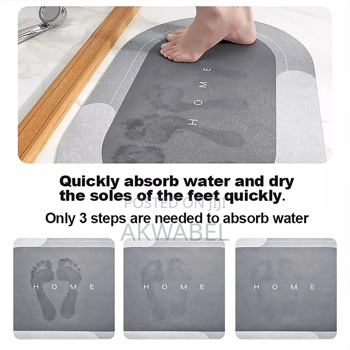 Quick Dry Anti Slip • Bathroom Mat 40x60cm/ 50x80cm/ 60x90cm