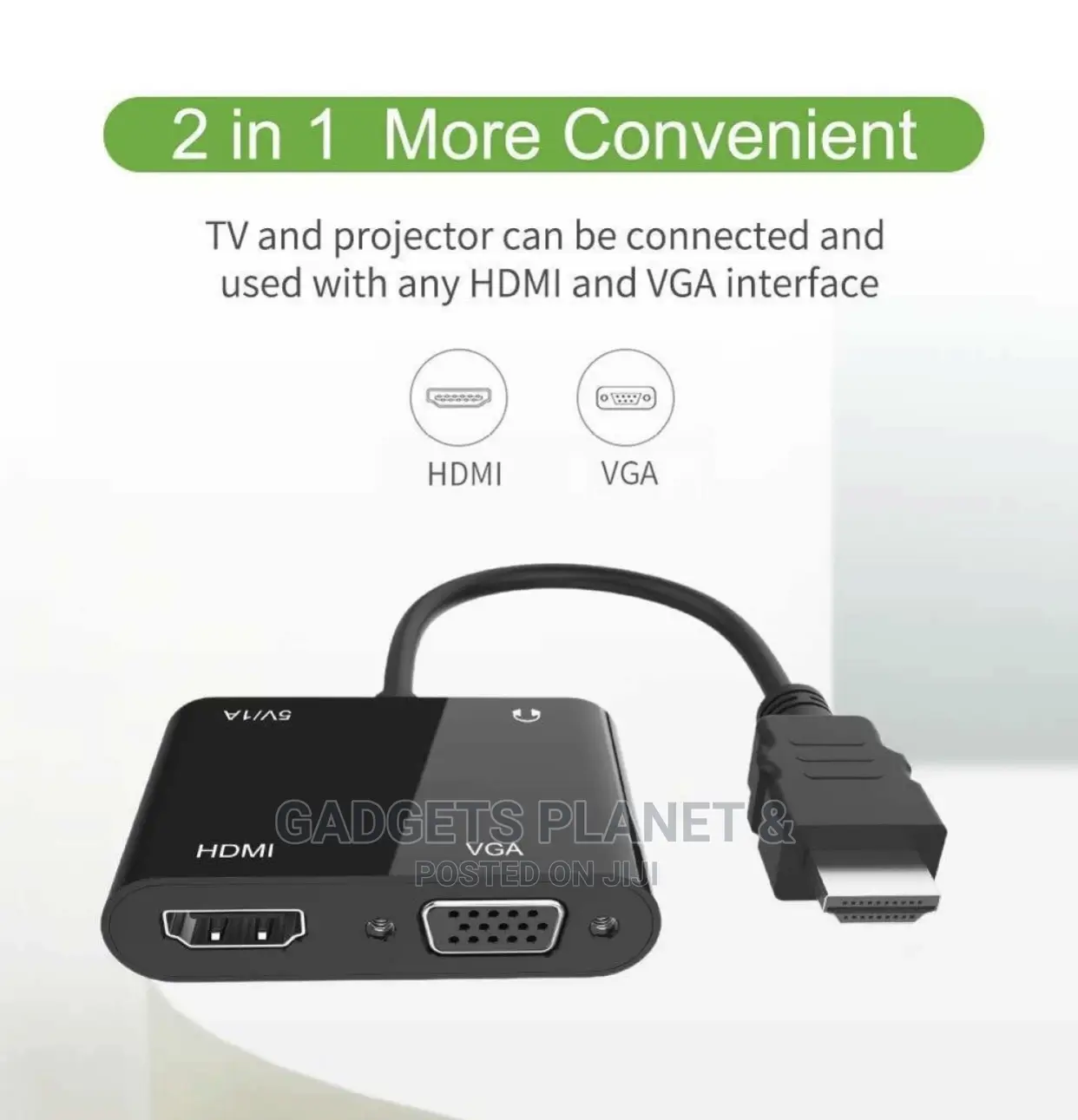 HDMI to HDMI+VGA Adapter With Audio for Dual Display - Black