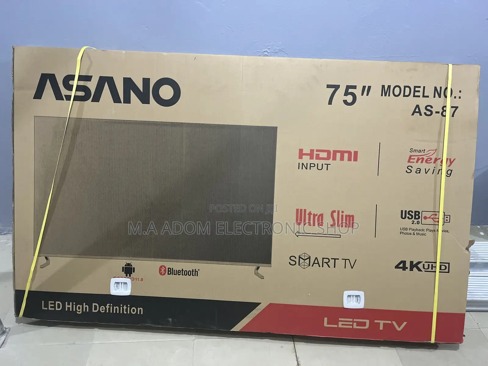 Frameless 75” Asano UHD Android Smart Bluetooth Led Tv