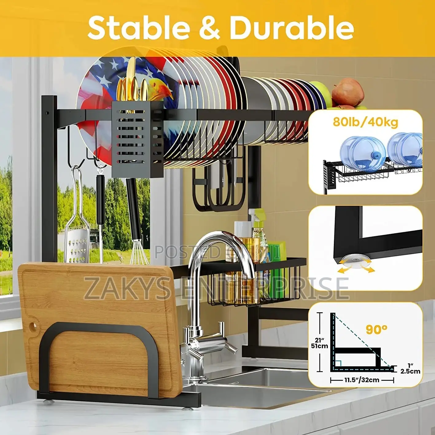 Non Stick Over Sink Dish Rack (Double Sink)