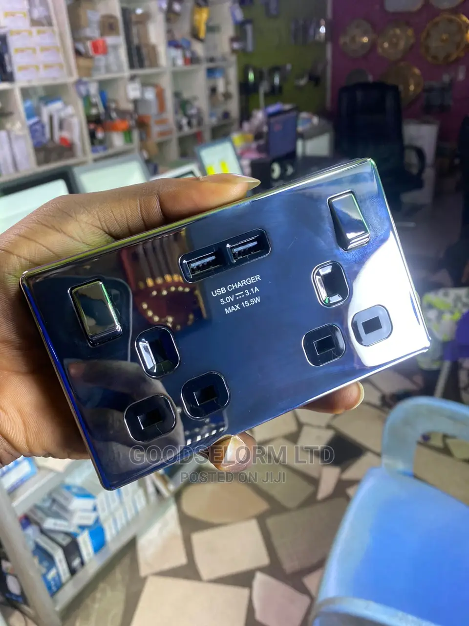 Black DOUBLE USB Sockets