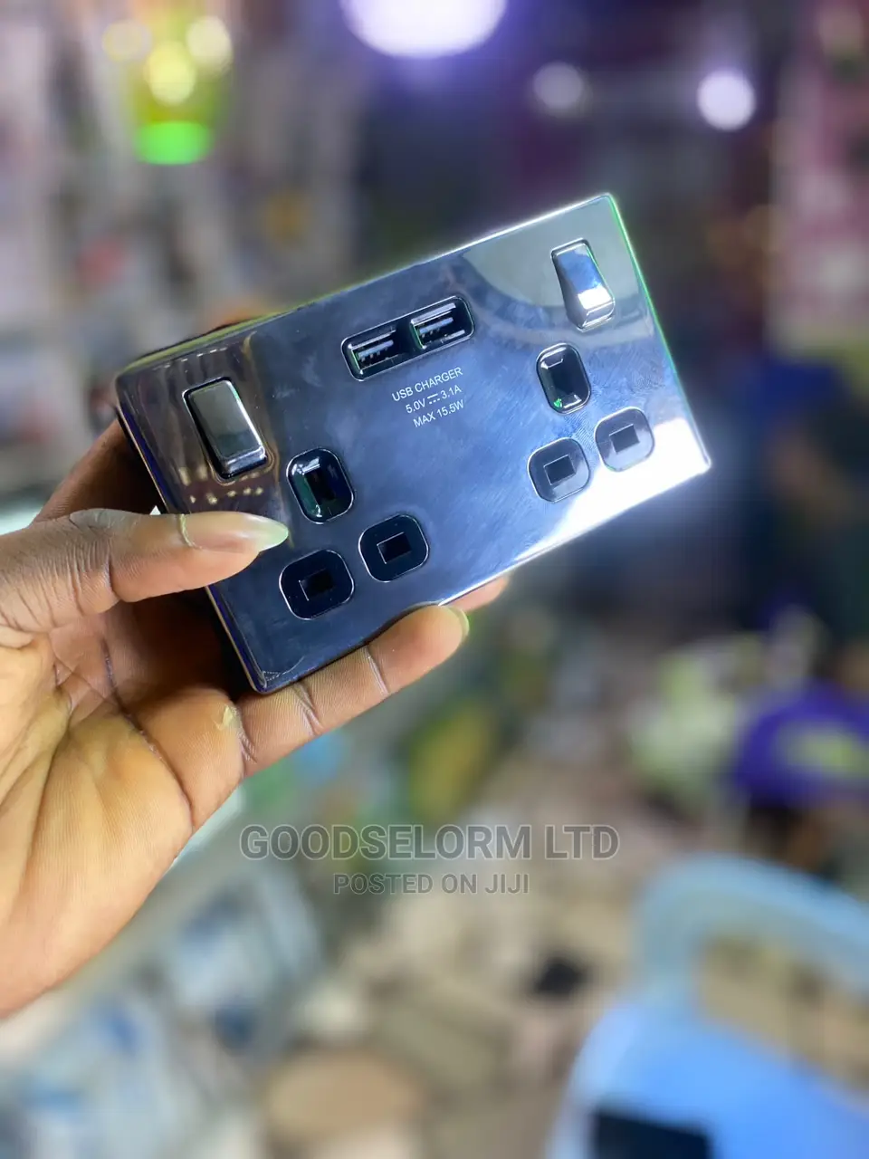 Black DOUBLE USB Sockets