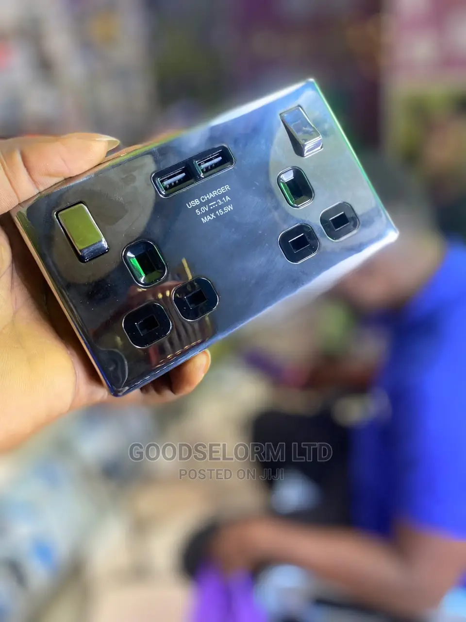 Black DOUBLE USB Sockets
