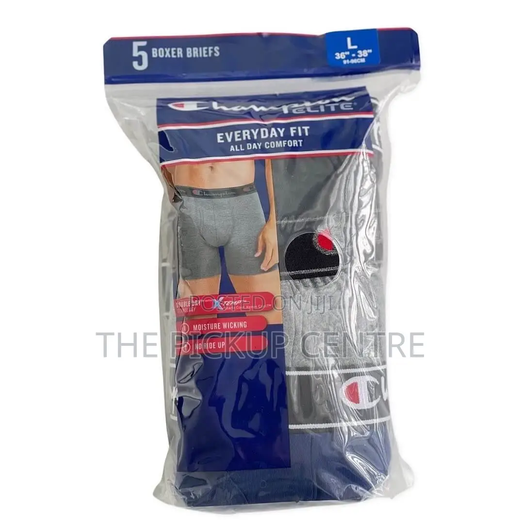 Champion Elite Boxer Briefs Large 36"-38" (5 Briefs/Pack)