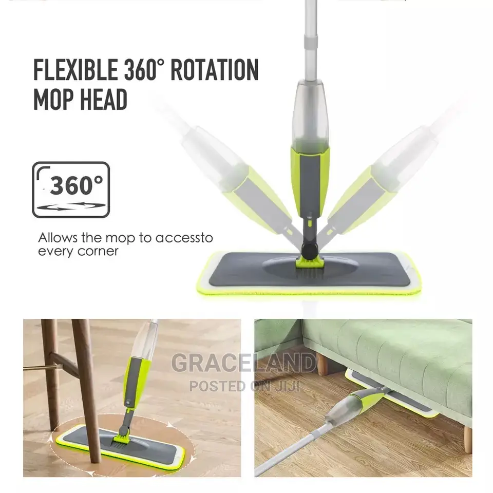 Spray Mop Floor With Reusable Microfiber Pads 360 Degree