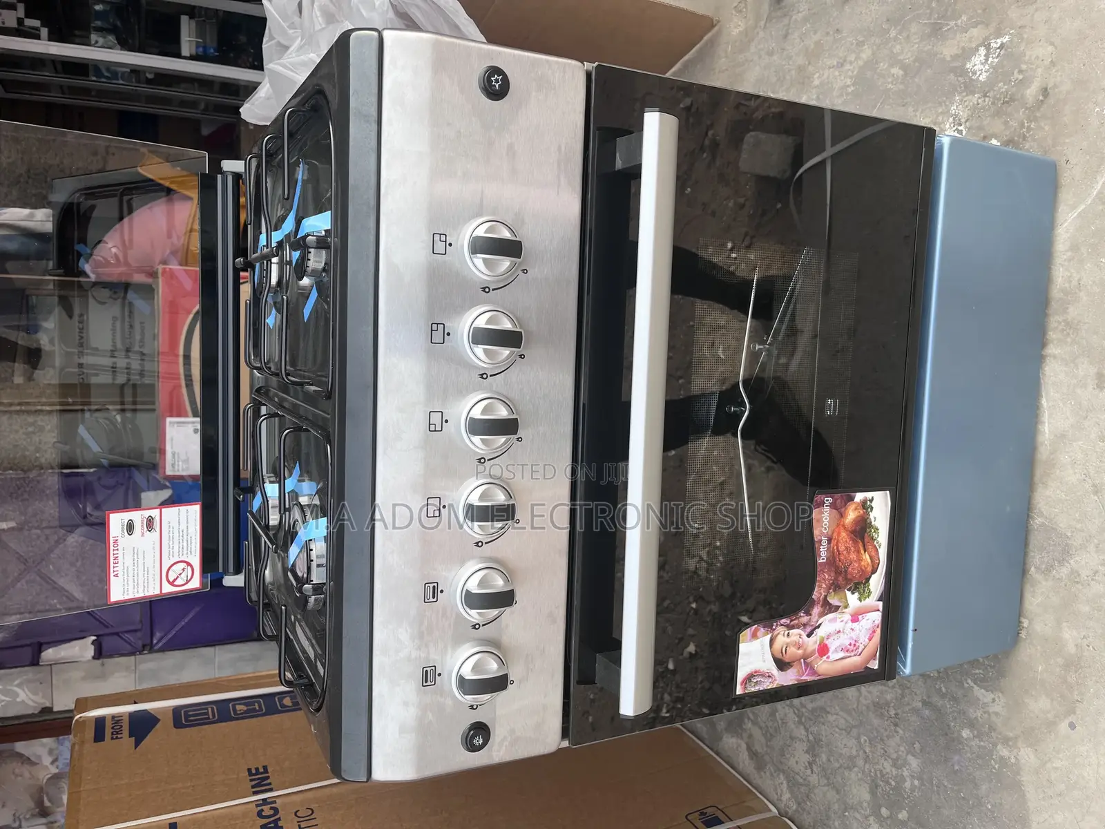 FERRE 60x60x 4 Burner Oven Grill Silver Gas Stove