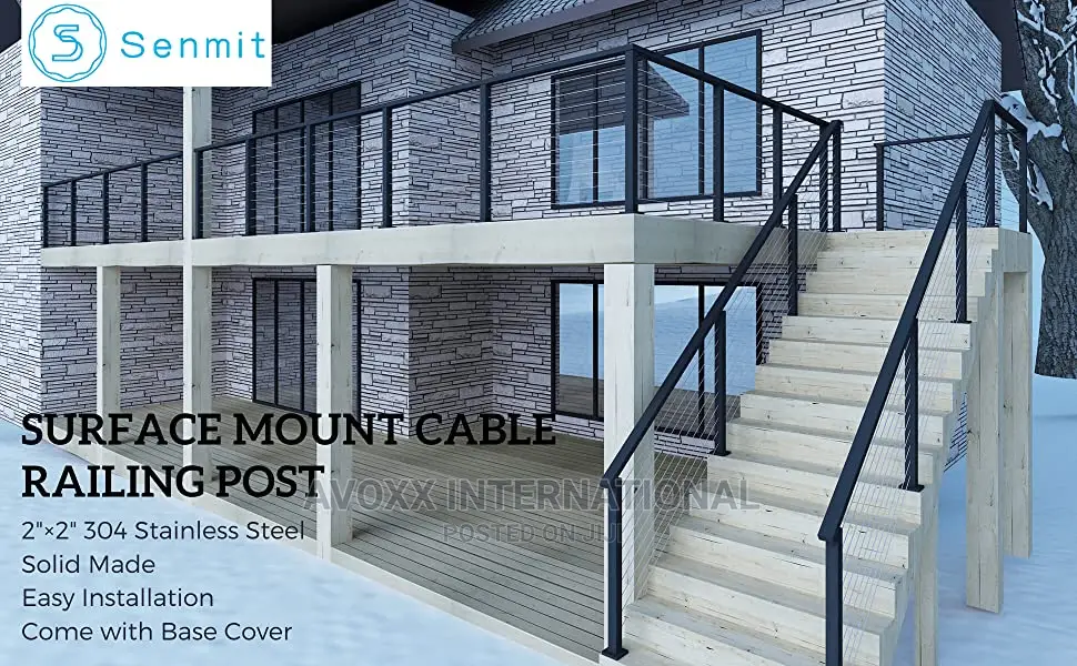 Senmit Cable Railing Post - Stainless Square Fence Post