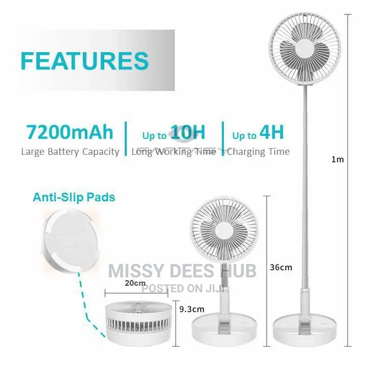 Cordless Rechargeable Foldable Fan