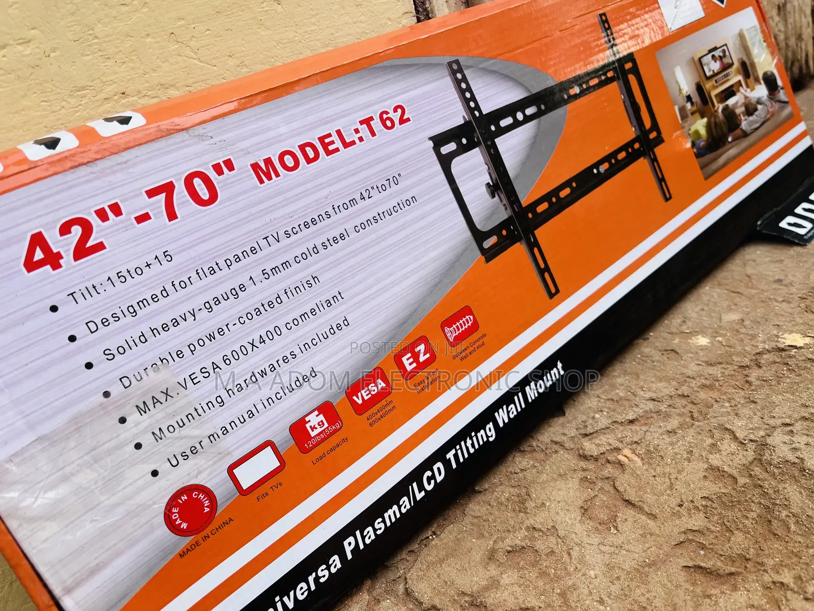 Fits Most Tv Screens Tilt 15 Degrees Mount 32”-70”